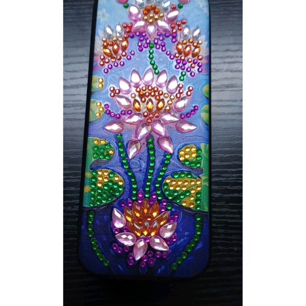 Handmade Diamond Painting Eyeglass Case Floral Rhinestone Hard Shell Glasses...